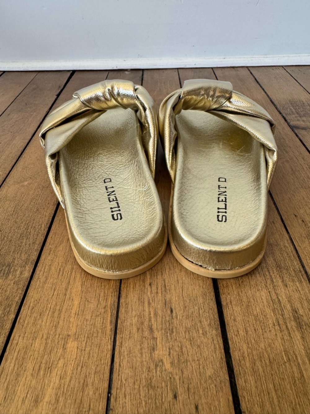 Anthropologie Silent D Gold Herron Knotted Slides 36 / 6 - Picture 5 of 9